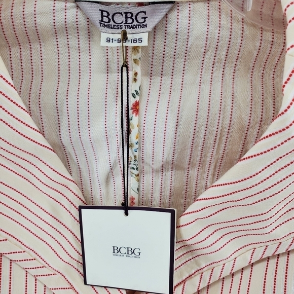 BCBG Blazer Skirt Textured Stripe Beige Red US M Chinese Sz 67-96 New New w/ Tag - Picture 14 of 15